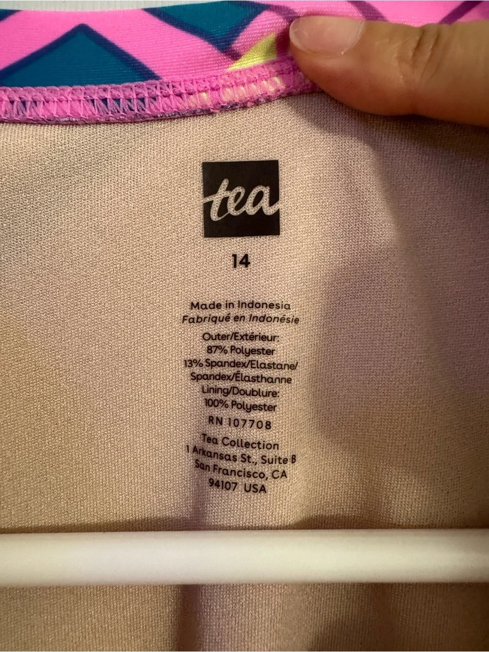 Tea Collection Girls' Long Sleeve Front Zipper One Piece Swimsuit Size 14